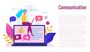 Sosyal ağ web sitesi sörf kavramı vektör çizim. Wo