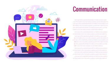 Sosyal ağ web sitesi sörf kavramı vektör çizim. Wo