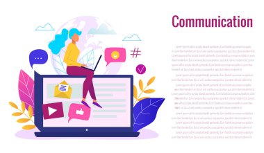 Sosyal ağ web sitesi sörf kavramı vektör çizim. Wo