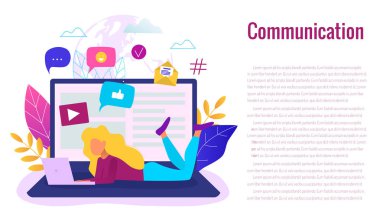 Sosyal ağ web sitesi sörf kavramı vektör çizim. Wo