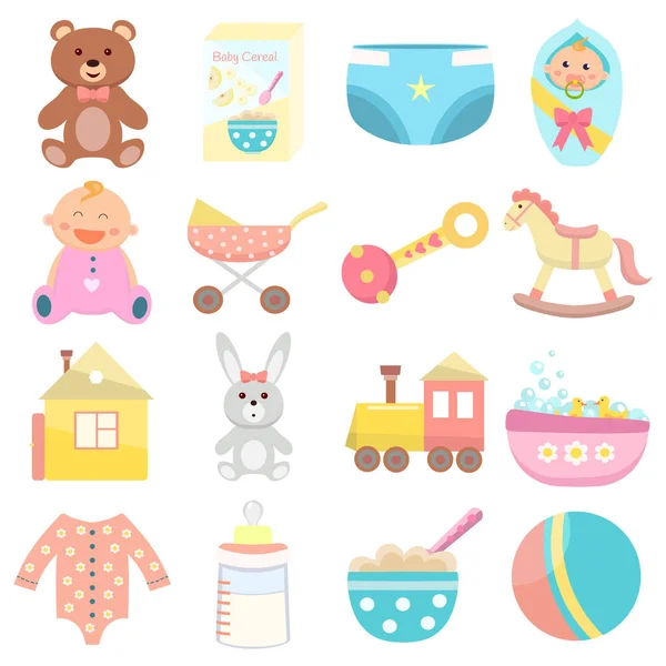 Set icone piatte per bambini . — Vettoriale Stock