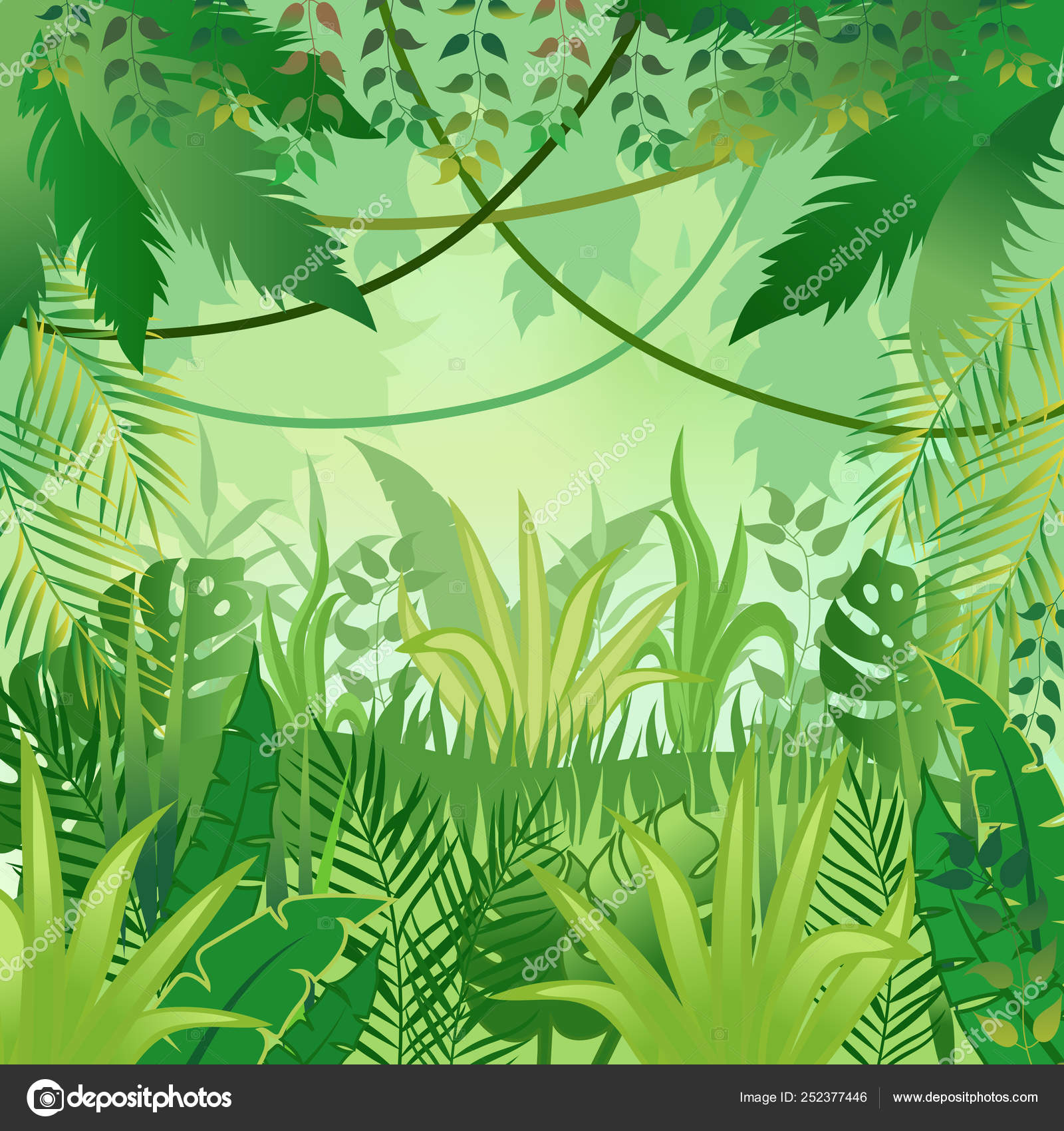 Jungle background. Trees and plants. Vector illustration Stock Vector by  ©svetlam 252377446, image size:1600x1700