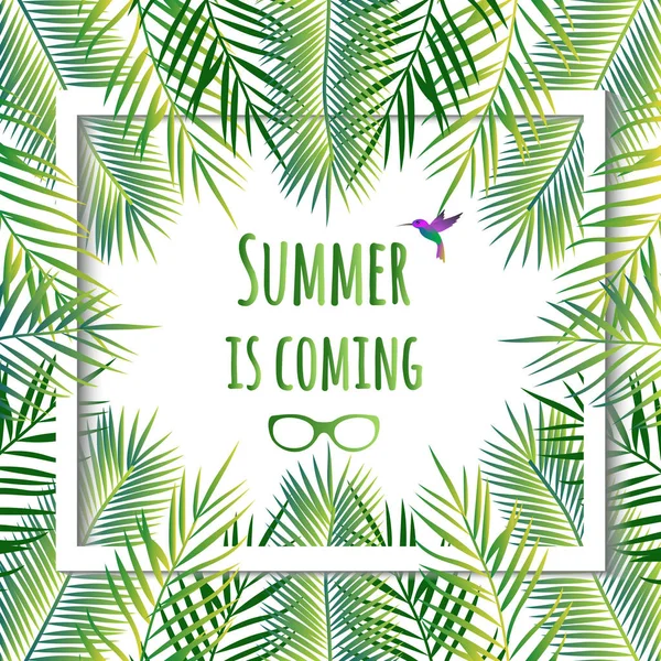 Summer is coming  card. Jungle background. Tropical background. — Stock Vector