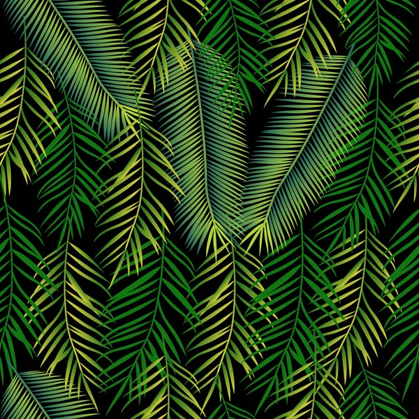 Fondo sin costuras con hojas de palma. Patrón de selva — Vector de stock