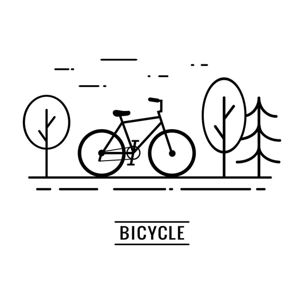 Line art Fahrraddesign auf der Straße im Park — Stockvektor