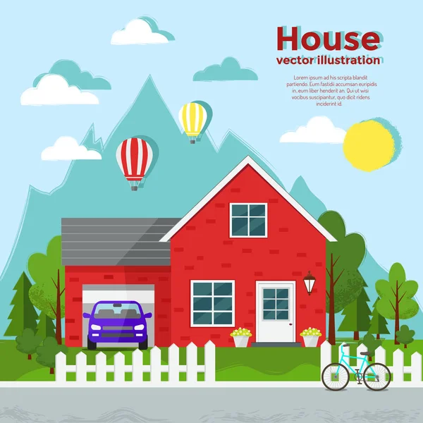 Ilustración de casa. Casa de campo — Vector de stock