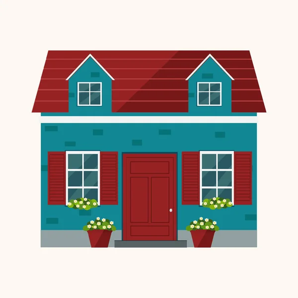 Hus illustration. Lantligt hus — Stock vektor