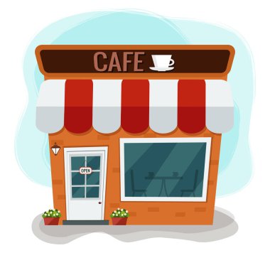 City café. Kahve Dükkanı. Düz tasarım