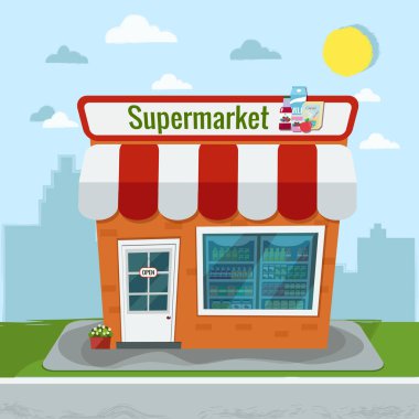 Bakkal vektör Illustration. Süpermarket illüstrasyon. 