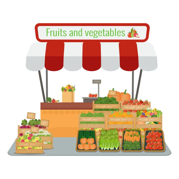 当地农产品和蔬菜市场. — 图库矢量图片