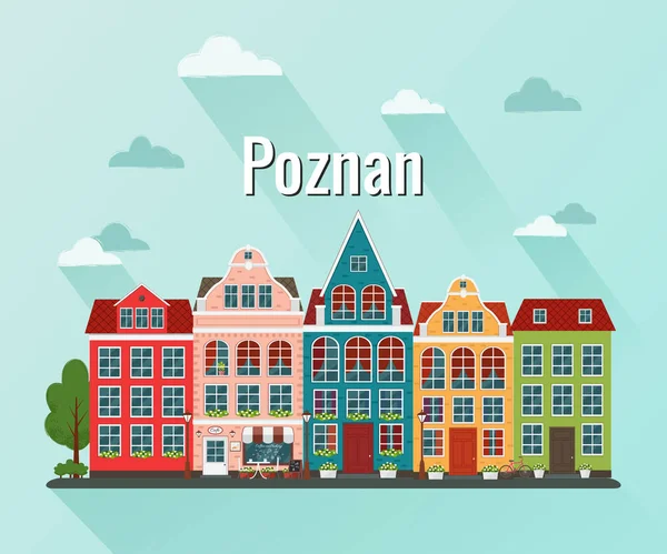 Ilustración vectorial de Poznan. Antigua ciudad europea . — Archivo Imágenes Vectoriales