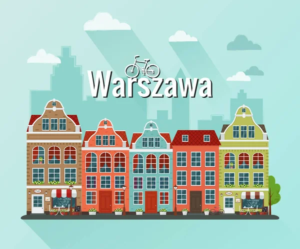 Ilustración vectorial de Varsovia, Polonia. Diseño plano . — Vector de stock