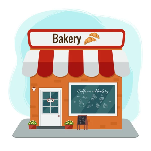 La fachada de una panadería . — Vector de stock