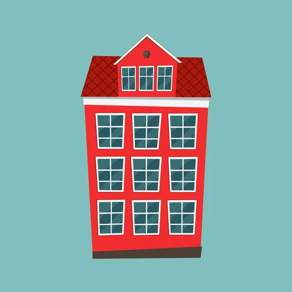 Vieille maison colorée européenne . — Image vectorielle