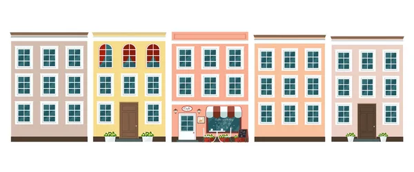 Conjunto de casas antiguas de colores europeos — Vector de stock