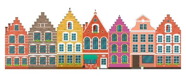 Ensemble de vieilles maisons colorées européennes — Image vectorielle