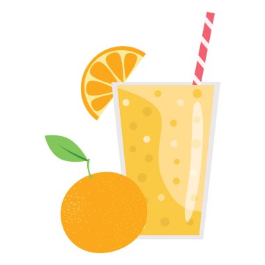 Çizgi film smoothies. Portakallı gazoz. Organik meyve smoothie shake