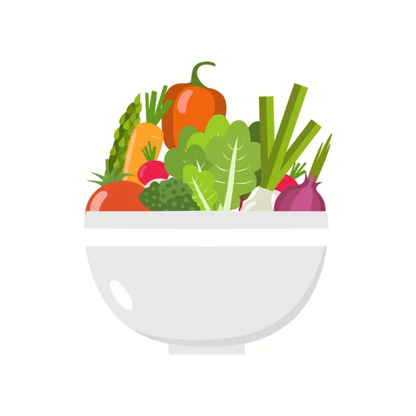 Un bol de légumes. Conception plate . — Image vectorielle