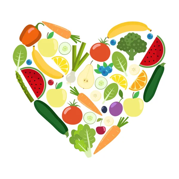 Veg heart. Organic farm illustration. Healthy lifestyle vector d — Stock Vector