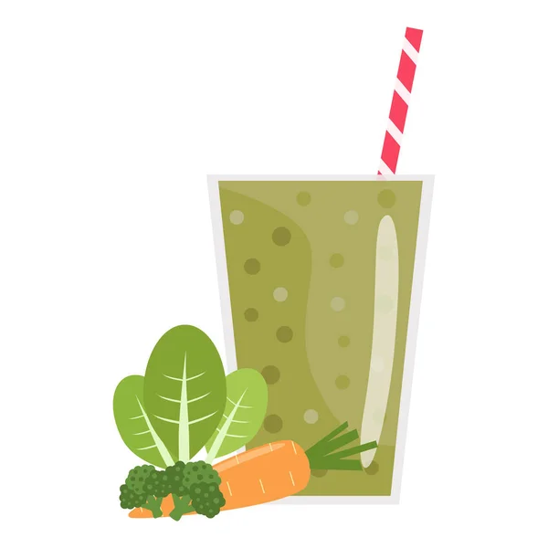 Σμούθις κινουμένων σχεδίων. Πράσινο smoothie. Βιολογικά φρούτα Ανακινήστε smoothie. — Διανυσματικό Αρχείο