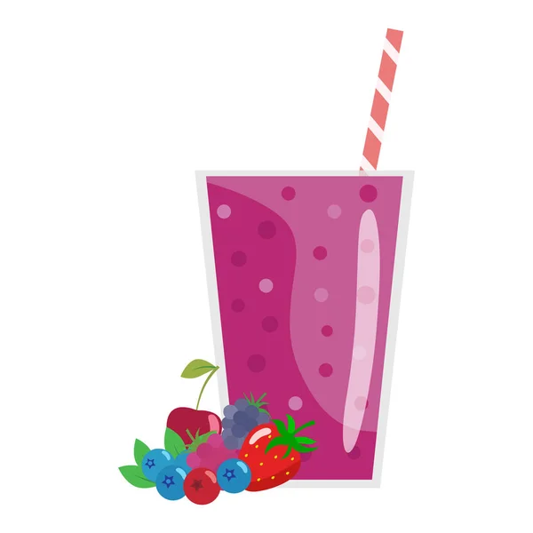 Σμούθις κινουμένων σχεδίων. Berry smoothie. Βιολογικά φρούτα Ανακινήστε smoothie. — Διανυσματικό Αρχείο