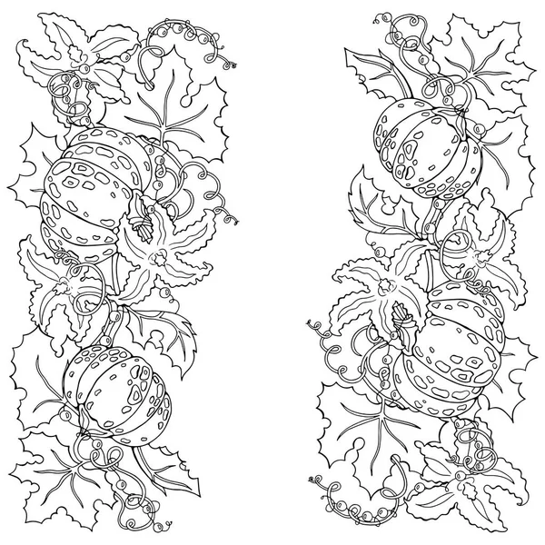 Ornamento de abóbora. Desenho para colorir — Vetor de Stock