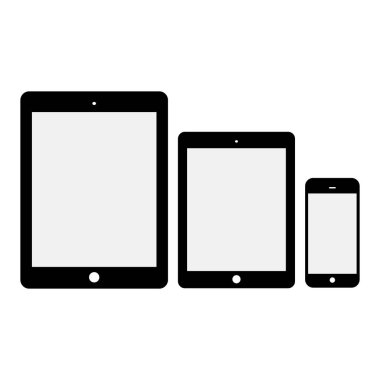Siyah Tablet Bilgisayarlar ve Telefon Vektör İllüstrasyon