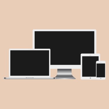 Gerçekçi bilgisayar monitörü, dizüstü bilgisayar, tablet ve mobil ph seti