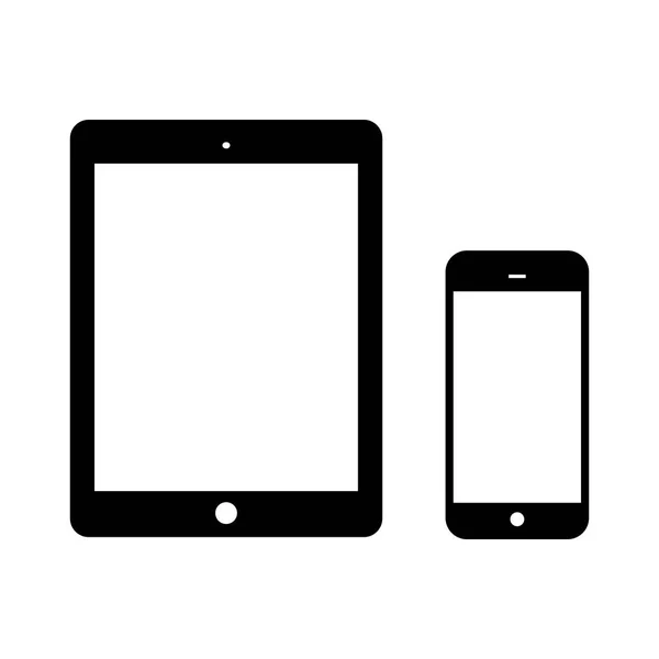 Negro Tablet Computadoras y Teléfono — Vector de stock