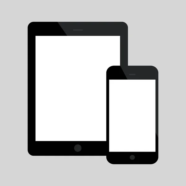 Negro Tablet Computadoras y teléfono Vector Ilustración — Vector de stock