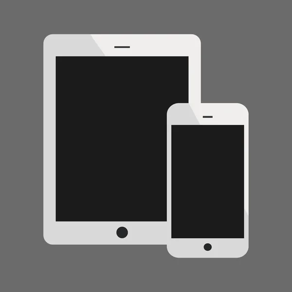 Tableta blanca Computadoras y teléfono Vector Ilustración — Vector de stock