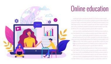 Online eğitim kavramı modern vektör illüstrasyon. Kolayca edinilir ve özelleştirin. Açılış sayfası şablonu.