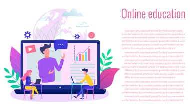 Online eğitim kavramı modern vektör illüstrasyon. Kolayca edinilir ve özelleştirin. Açılış sayfası şablonu.