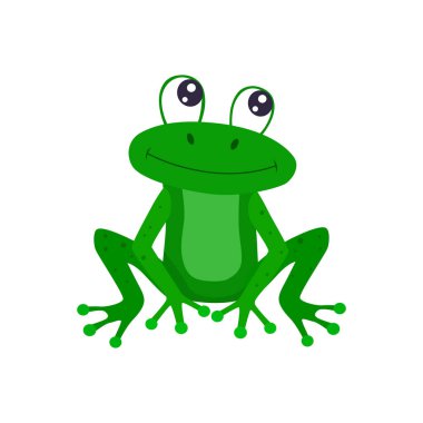 Sevimli karikatür kurbağa vektör düz illüstrasyon.