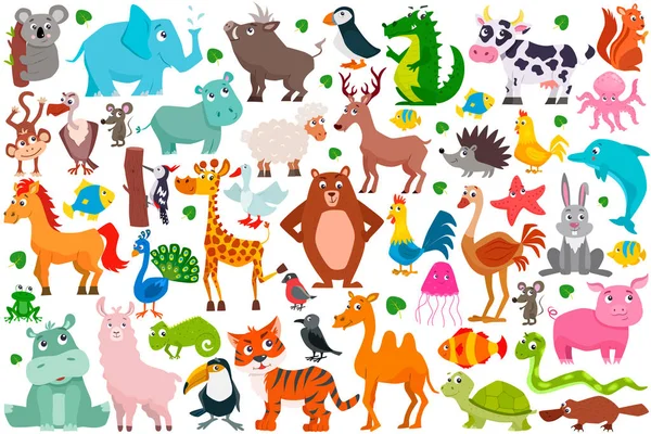 Set of cute cartoon animals. Vector illustration. Royalty Free Stock Illustrations