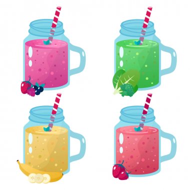 Karikatür Smoothie. Organik meyve Shake Smoothie.