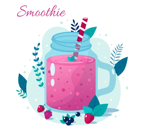 Cartoon smoothies.berry smoothie. Bio-Fruchtshake-Smoothie. — Stockvektor