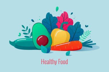 Sağlıklı gıda vektör illüstrasyon kavramı.