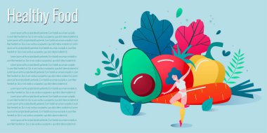 Sağlıklı yeme kavramı, yaşam tarzı vektör illüstrasyon.