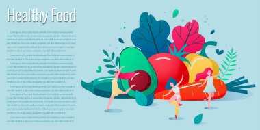 Sağlıklı yeme kavramı, yaşam tarzı vektör illüstrasyon.