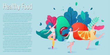 Sağlıklı yeme kavramı, yaşam tarzı vektör illüstrasyon.