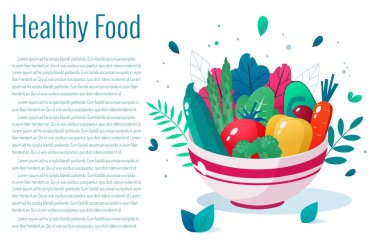 Bir kase dolusu sebze vektör illüstrasyonu. Sağlıklı yaşam tarzı kavramı. Sağlıklı beslenme.