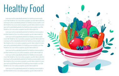 Kase sebze, meyve ve çilek vektör illüstrasyon dolu. Sağlıklı yaşam tarzı kavramı. Sağlıklı beslenme.