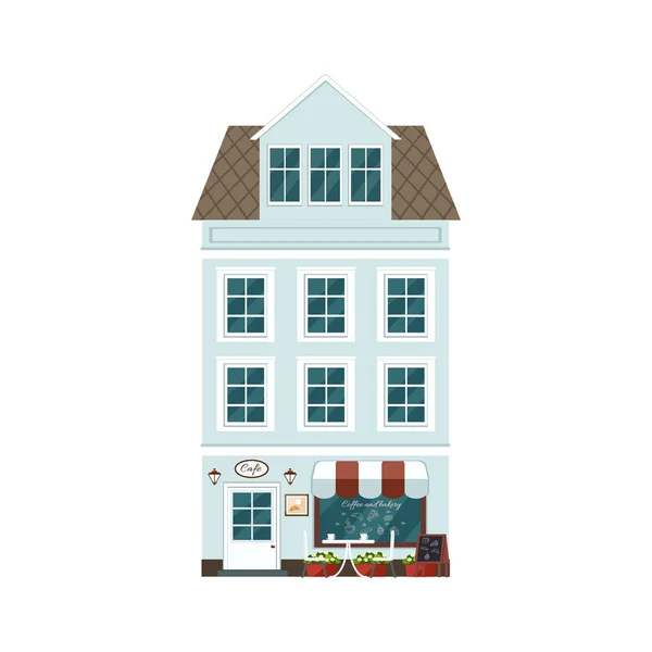 Europese kleurrijke oude huis vector platte illustratie. — Stockvector