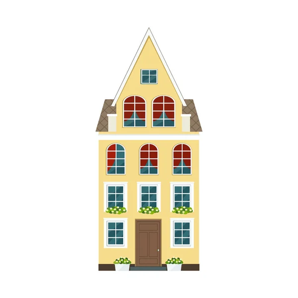 Europeiska färgglada gamla huset vektor platt illustration. — Stock vektor