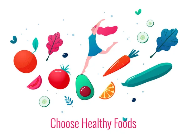 Concept of healthy eating, lifestyle vector illustration. — Stock Vector