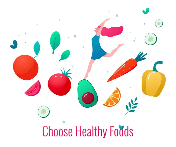 Concept of healthy eating, lifestyle vector illustration. — Stock Vector