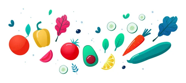 Konzept der gesunden Ernährung, Vektor-Darstellung des Lebensstils. Obst und Gemüse. — Stockvektor