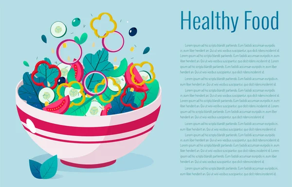 满满一碗蔬菜病媒图解.健康的生活方式概念。健康饮食. — 图库矢量图片
