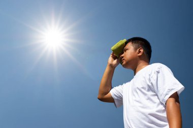 Young man and heat stroke.